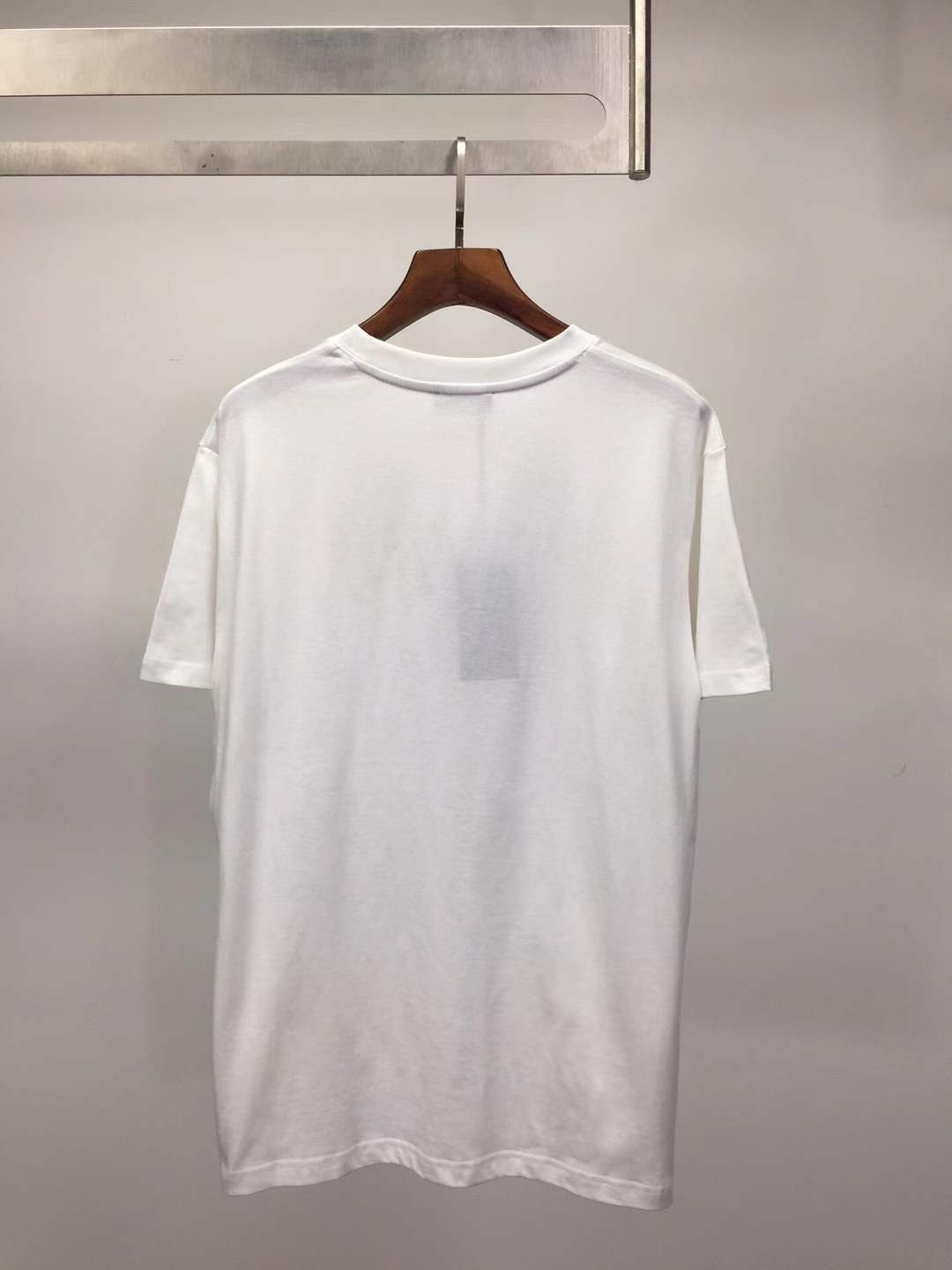 Fendi white logo flocked cotton round neck short sleeve T-shirt