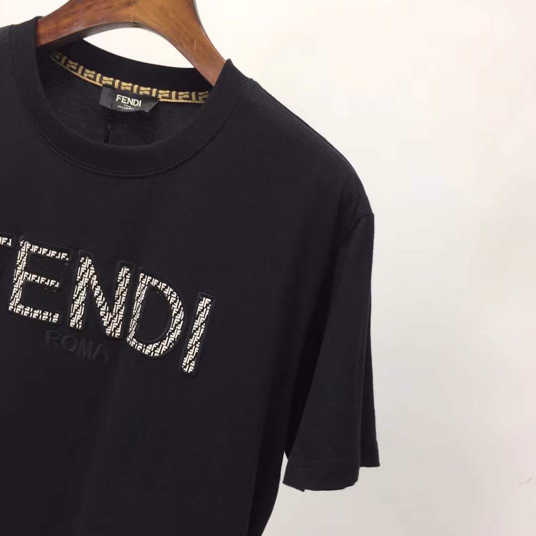 Fendi cotton jersey t-shirt with a sequin logo in black