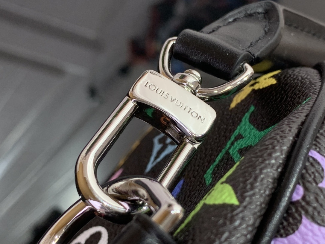 LV x Takashi Murakami Speedy Soft 30 black multicolored bag in coated canvas with silver-toned hardware