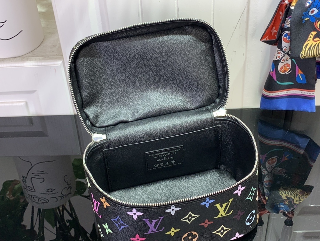 LV x Takashi Murakami Nice Mini Toiletry bag in black multicolour monogram canvas