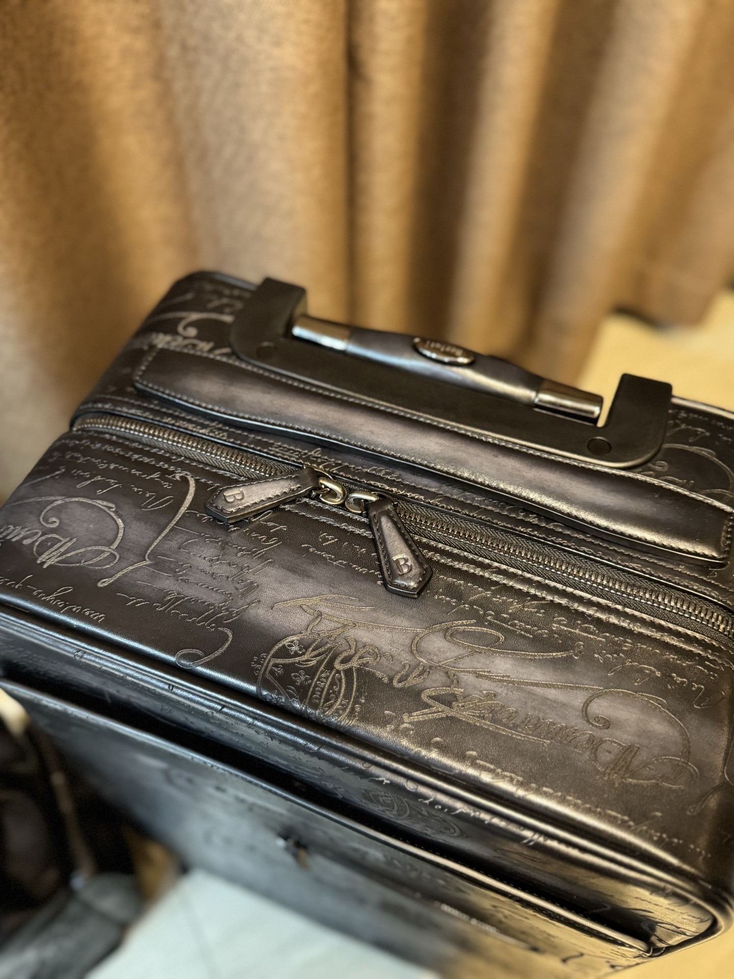 berluti vintage Miller black leather golf bag with a carry strap