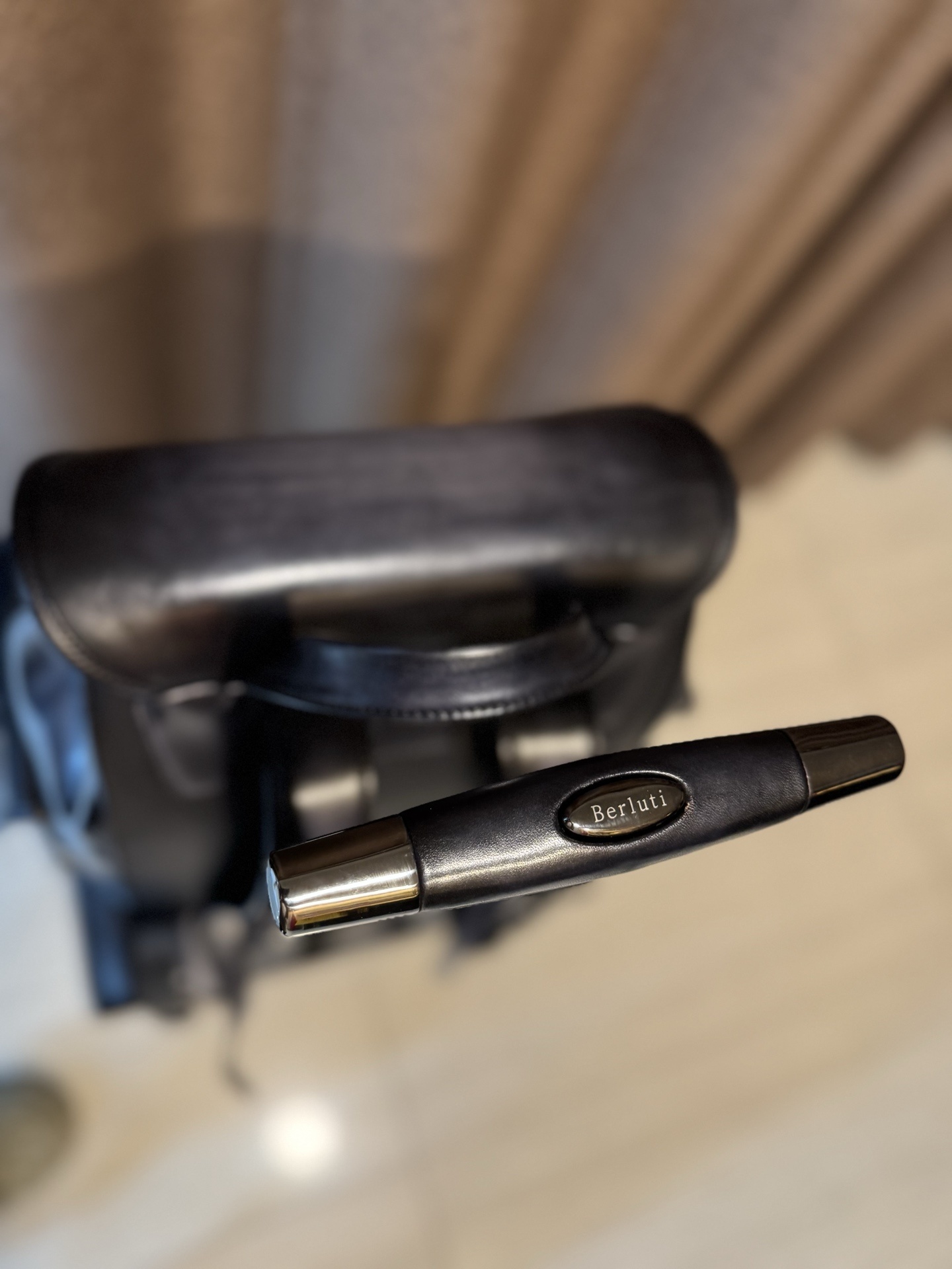 berluti vintage Miller black leather golf bag with a carry strap