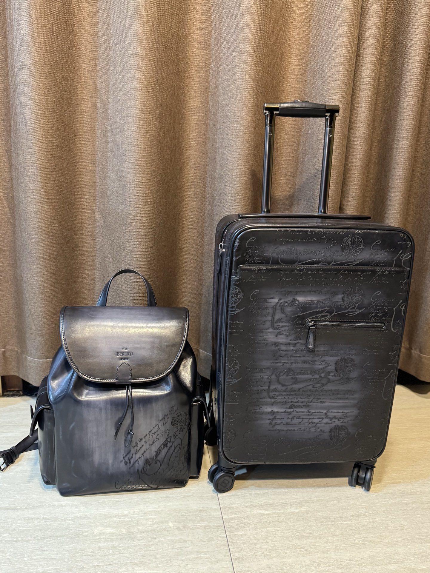 berluti vintage Miller black leather golf bag with a carry strap