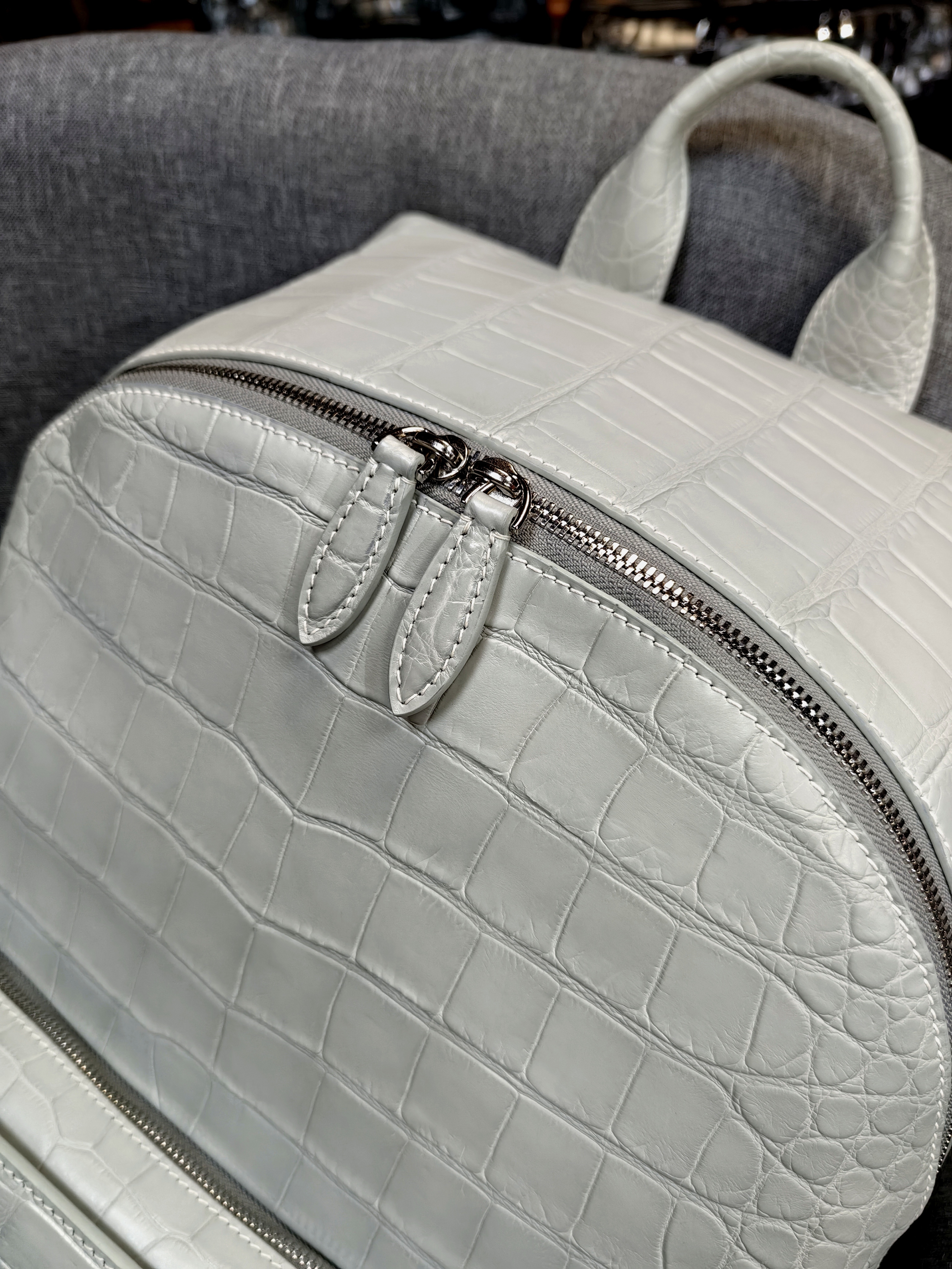 Berluti white crocodile-embossed leather backpack