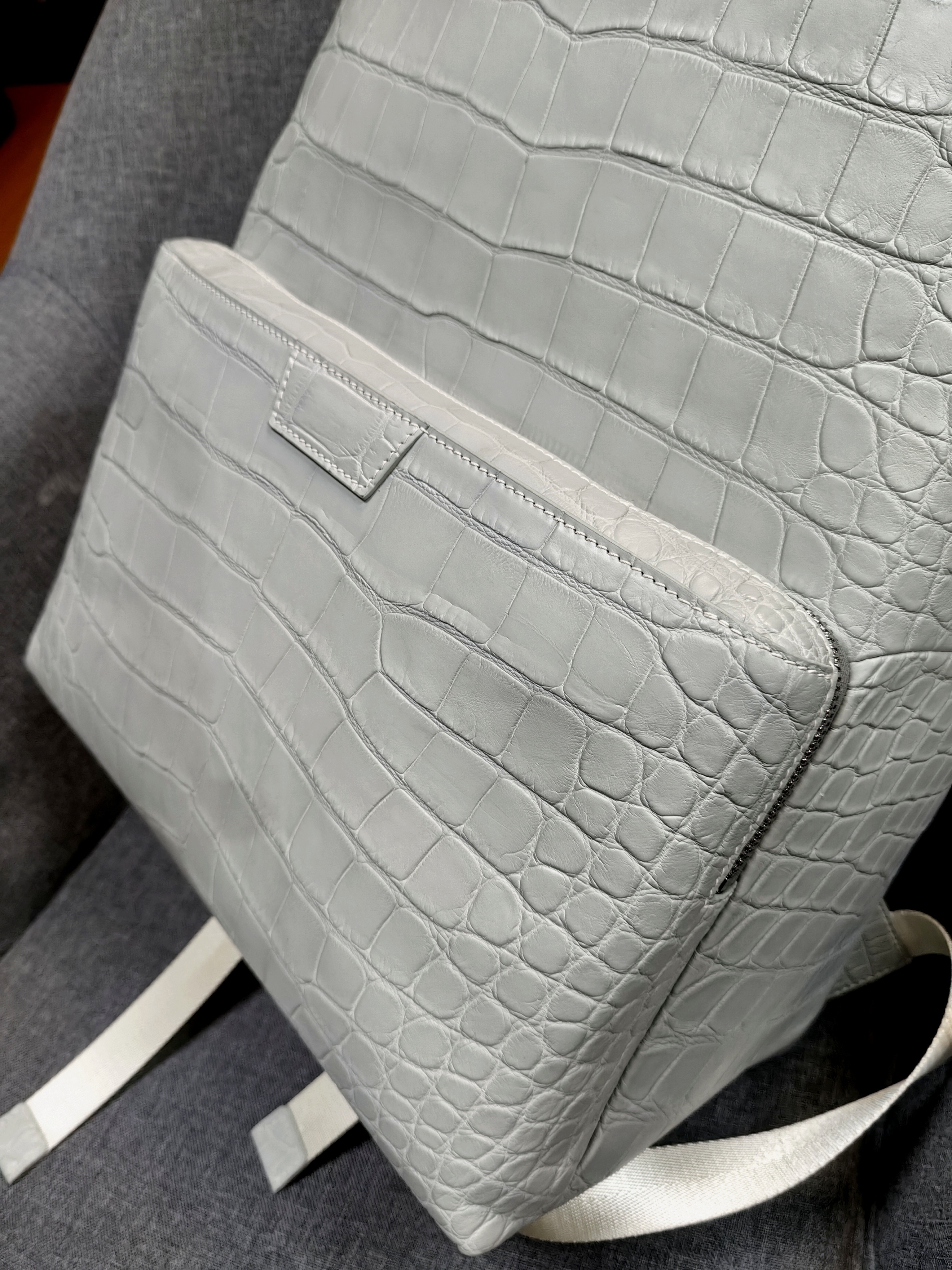 Berluti white crocodile-embossed leather backpack