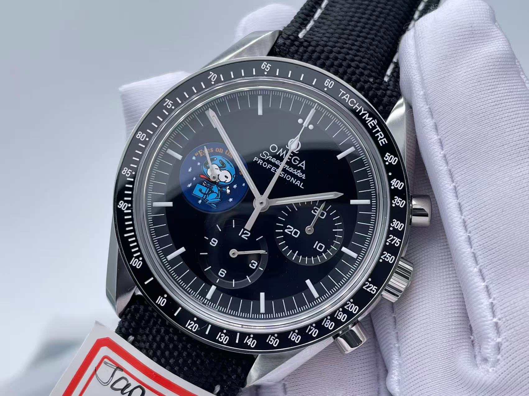 Speedmaster Professional Snoopy SS SMF 1:1 Best Edition BlackDial On Black Nylon Strap A3861(Free SS Bracelet) $488