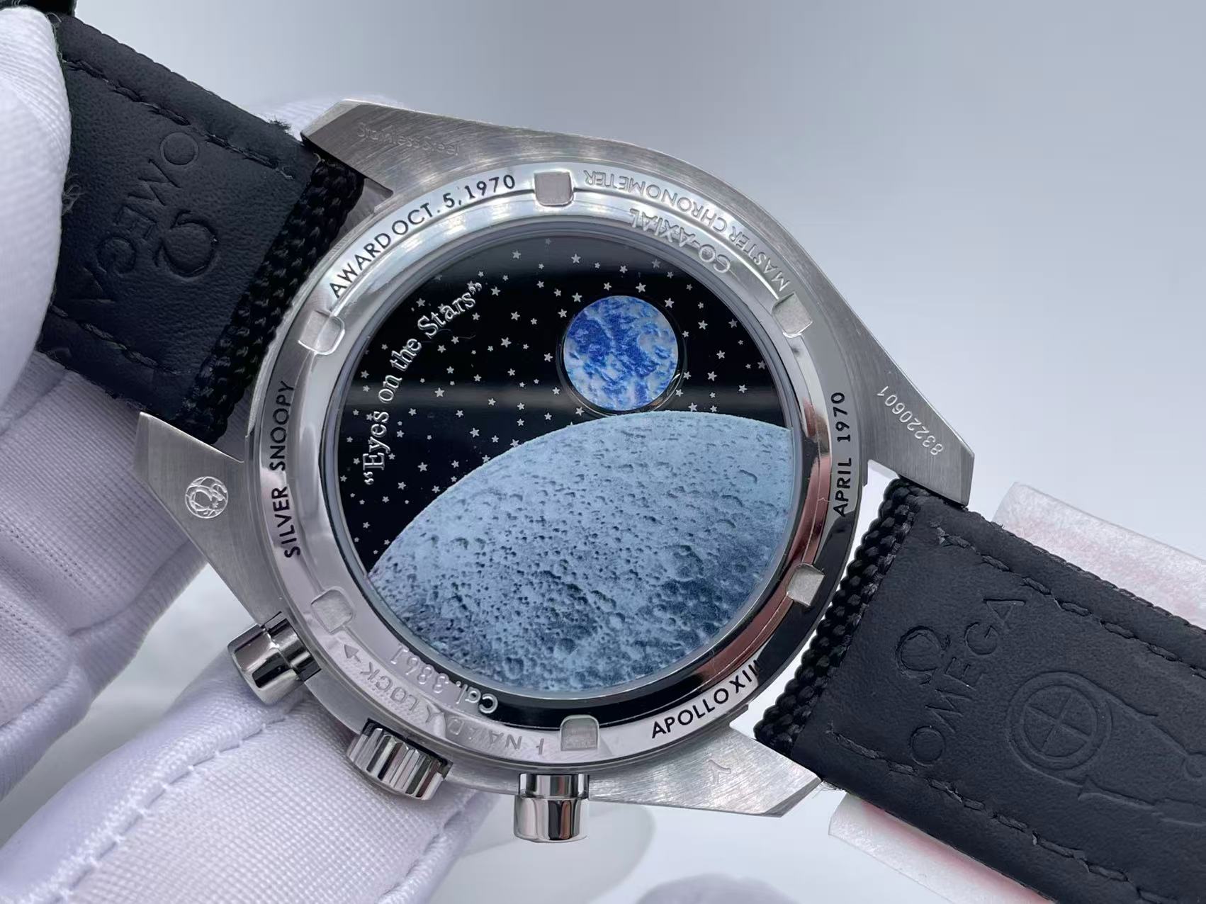 Speedmaster Professional Snoopy SS SMF 1:1 Best Edition BlackDial On Black Nylon Strap A3861(Free SS Bracelet) $488