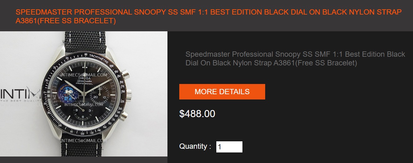 Speedmaster Professional Snoopy SS SMF 1:1 Best Edition BlackDial On Black Nylon Strap A3861(Free SS Bracelet) $488