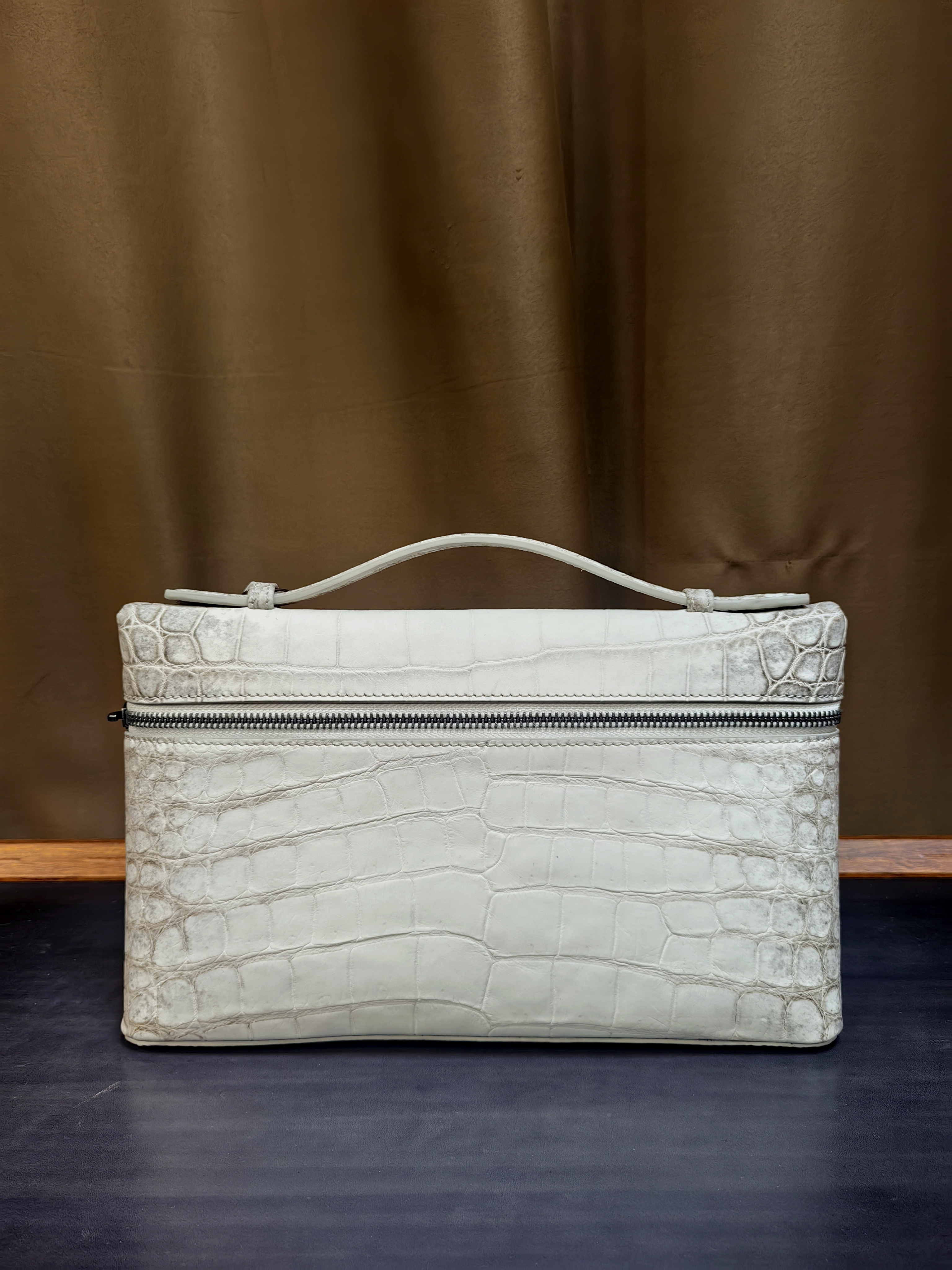 Loro Piana LP19 lunch box bag in a genuine crocodile skin leather finish
