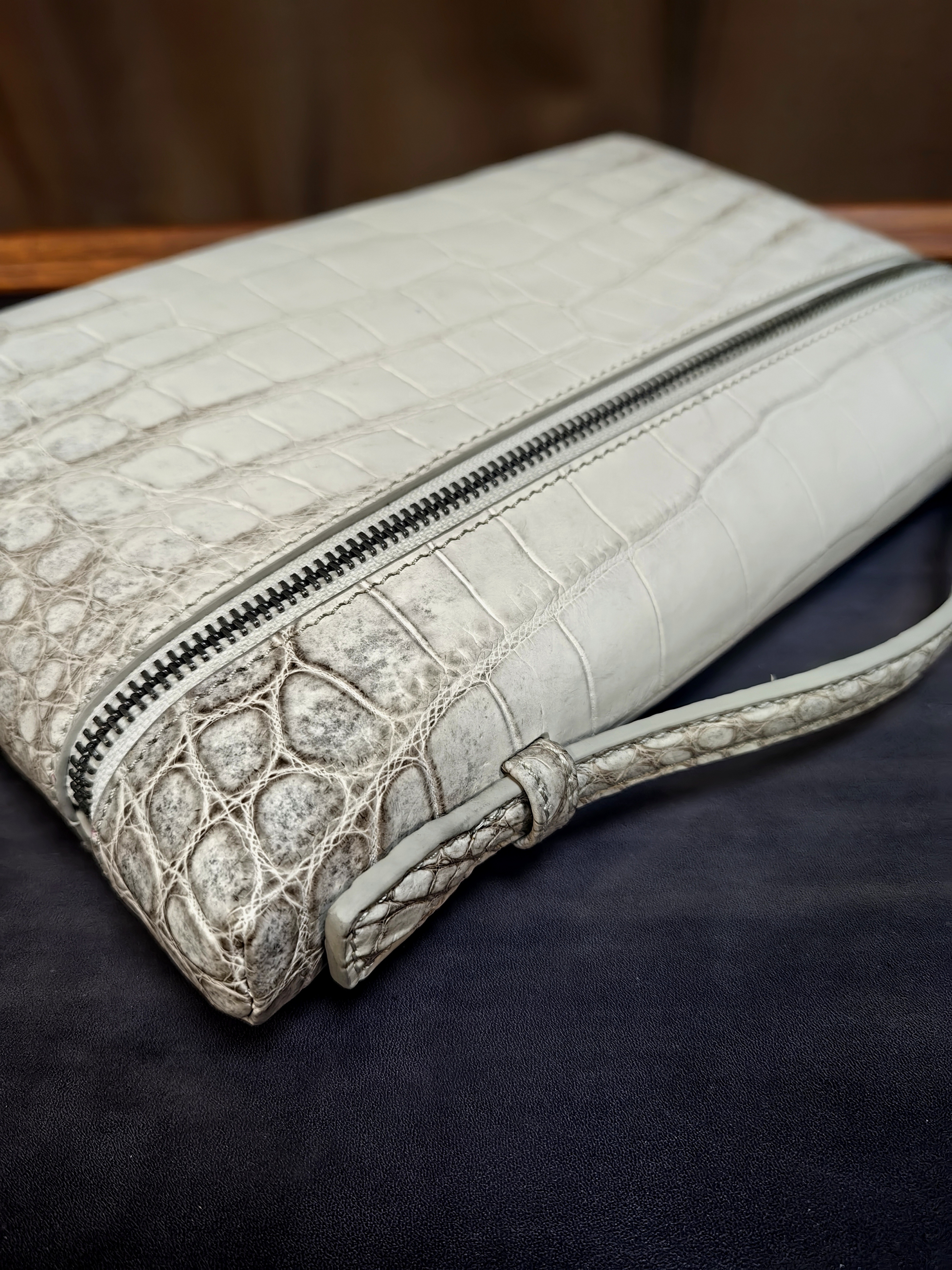 Loro Piana LP19 lunch box bag in a genuine crocodile skin leather finish