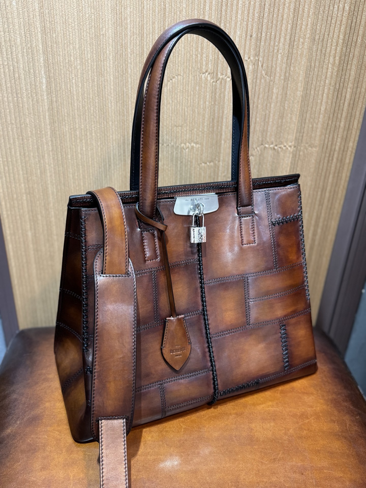 Berluti Luti 38 patchwork Venezia leather tote bag