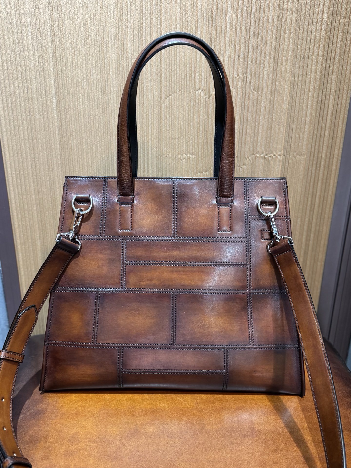 Berluti Luti 38 patchwork Venezia leather tote bag