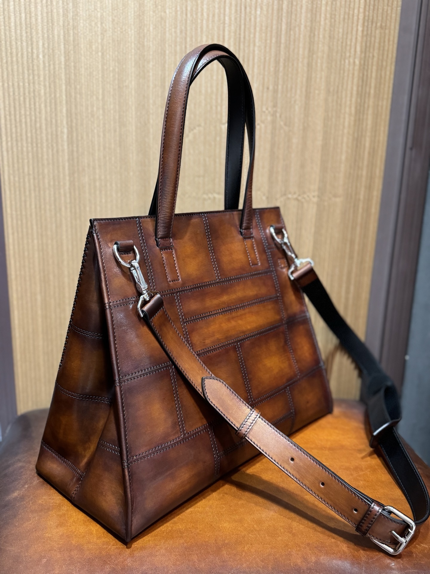 Berluti Luti 38 patchwork Venezia leather tote bag