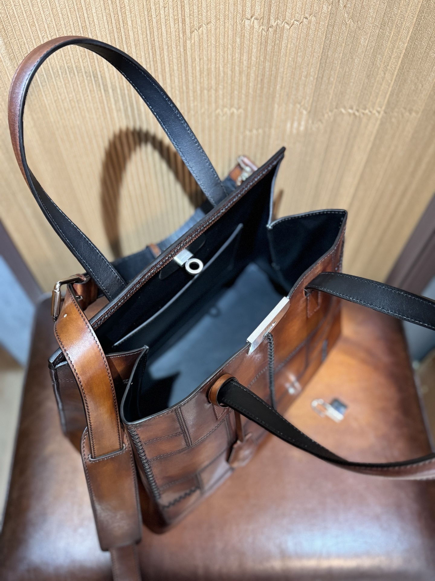 Berluti Luti 38 patchwork Venezia leather tote bag