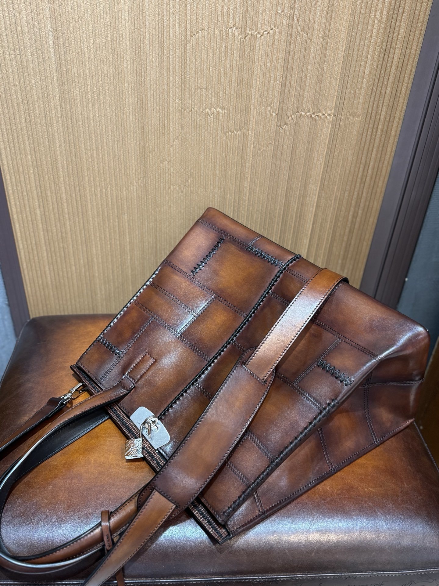 Berluti Luti 38 patchwork Venezia leather tote bag