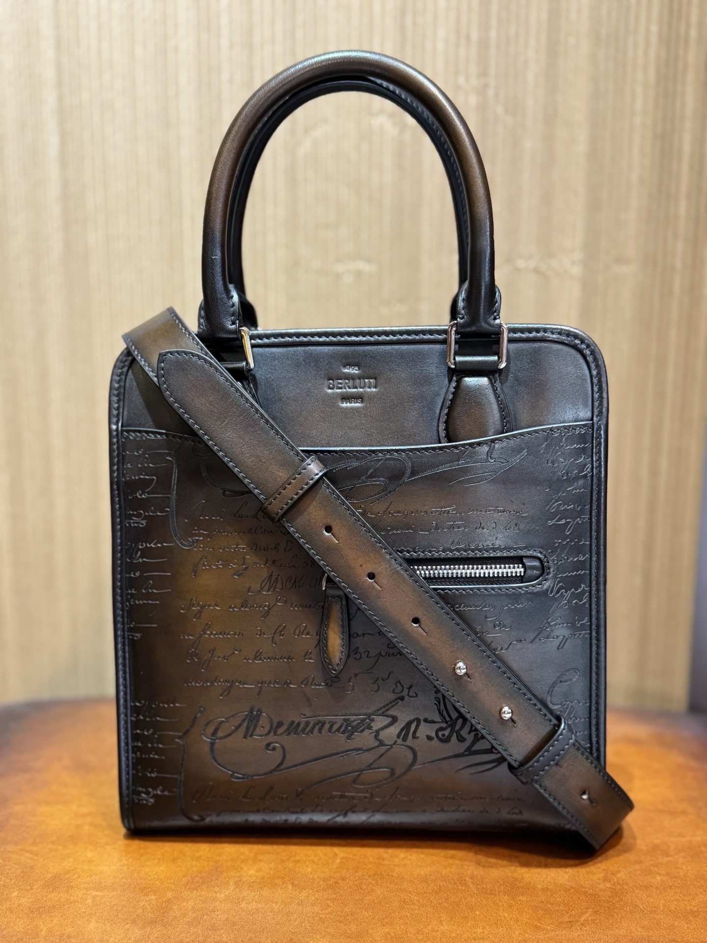 Berluti Un Jour Scritto small leather briefcase in brown Venezia leather
