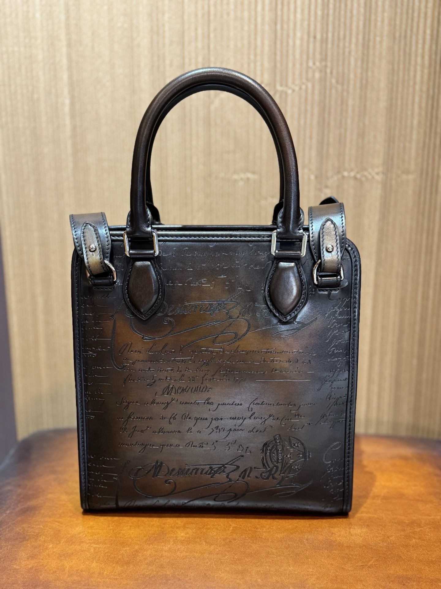 Berluti Un Jour Scritto small leather briefcase in brown Venezia leather