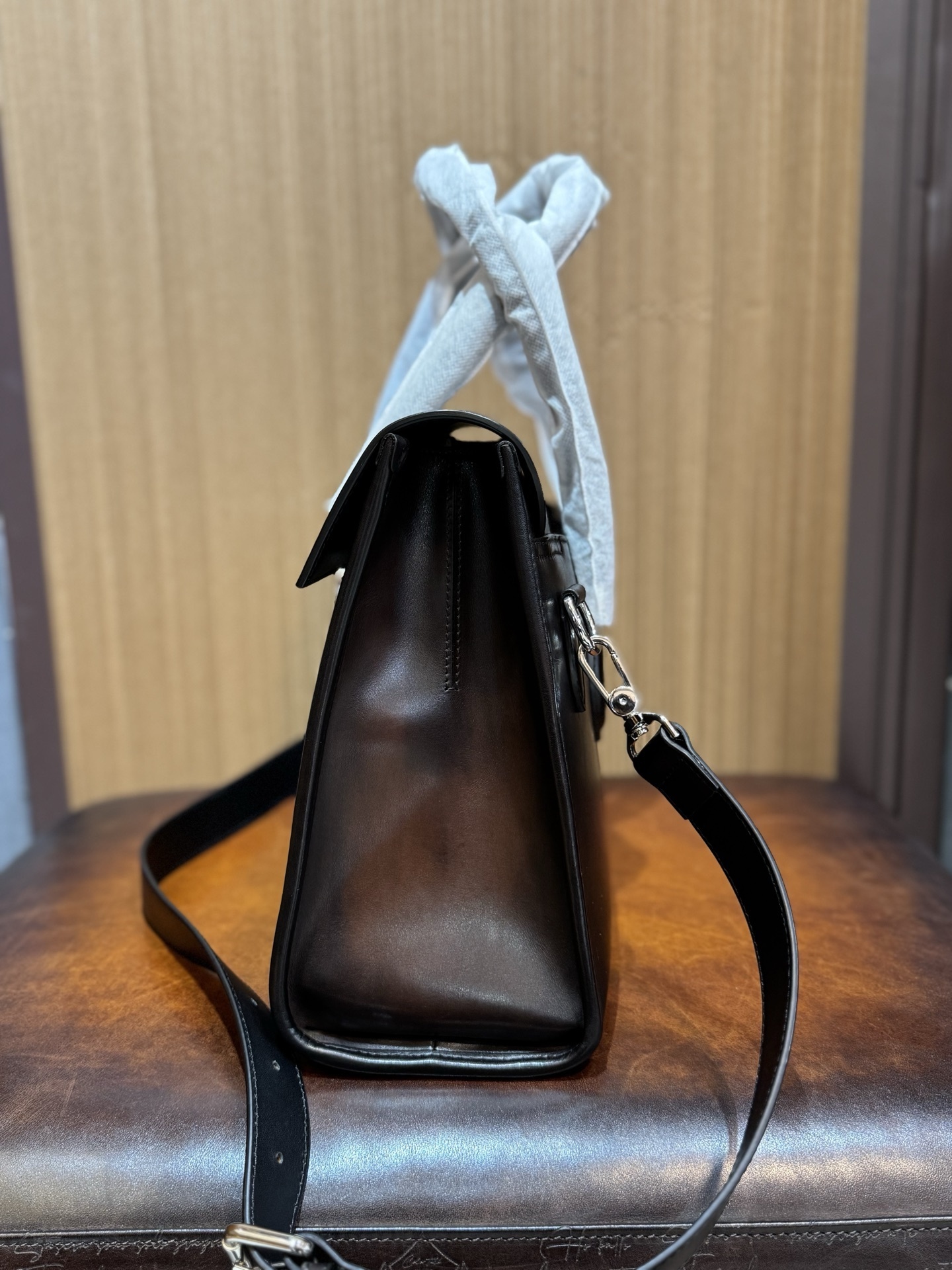 Berluti E'mio Scritto leather briefcase in Cacao Intenso