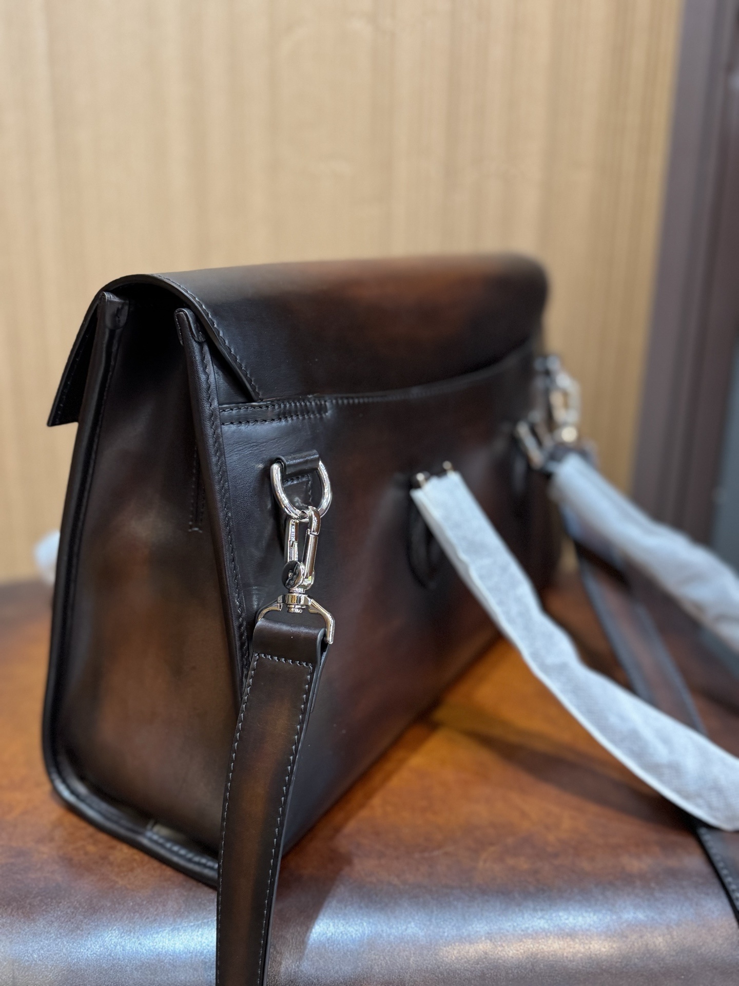 Berluti E'mio Scritto leather briefcase in Cacao Intenso