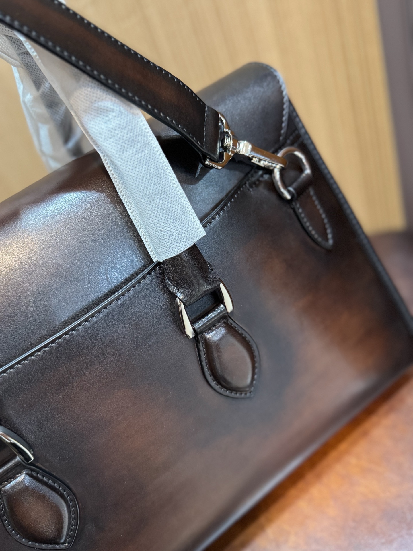 Berluti E'mio Scritto leather briefcase in Cacao Intenso