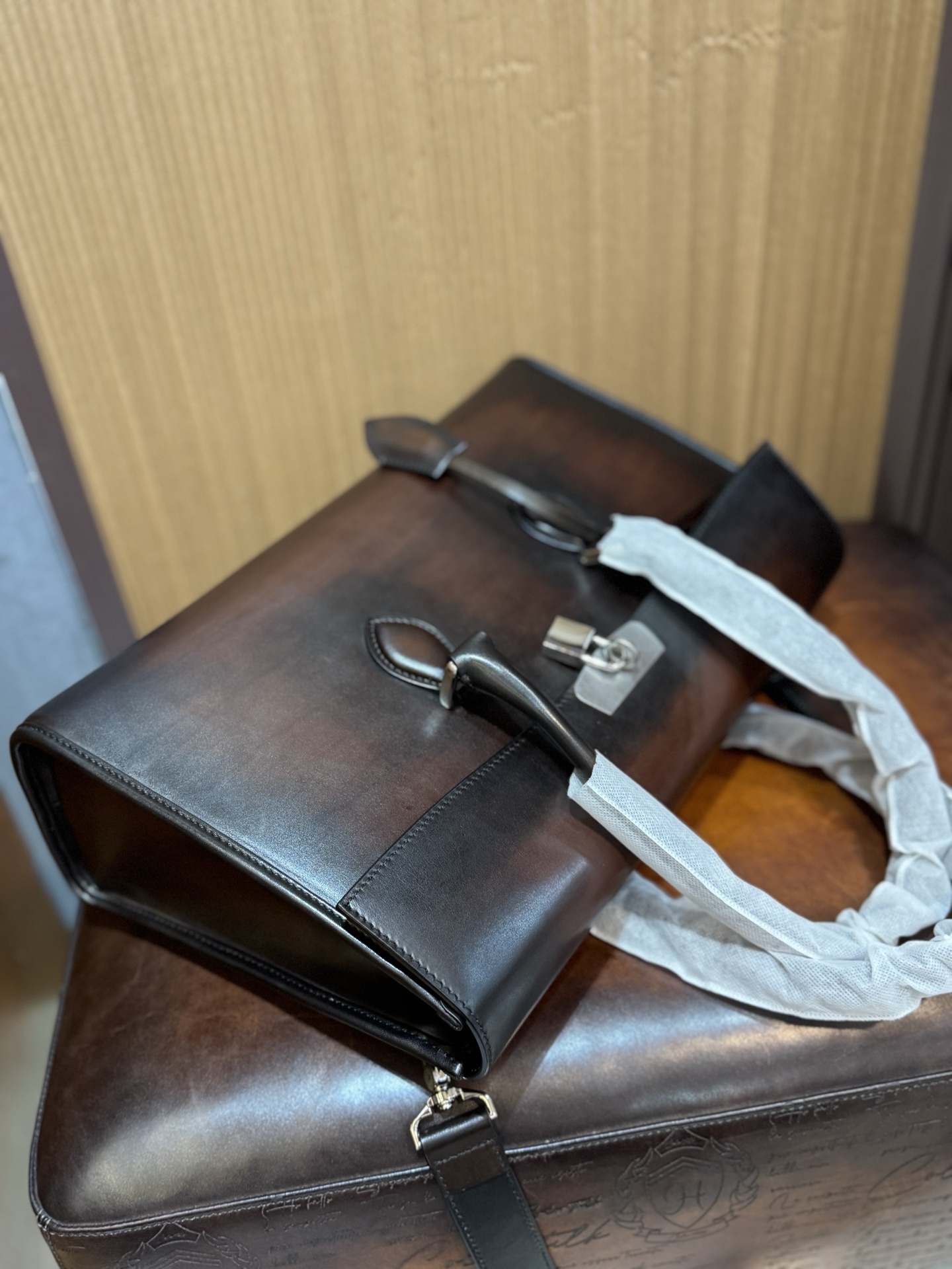 Berluti E'mio Scritto leather briefcase in Cacao Intenso