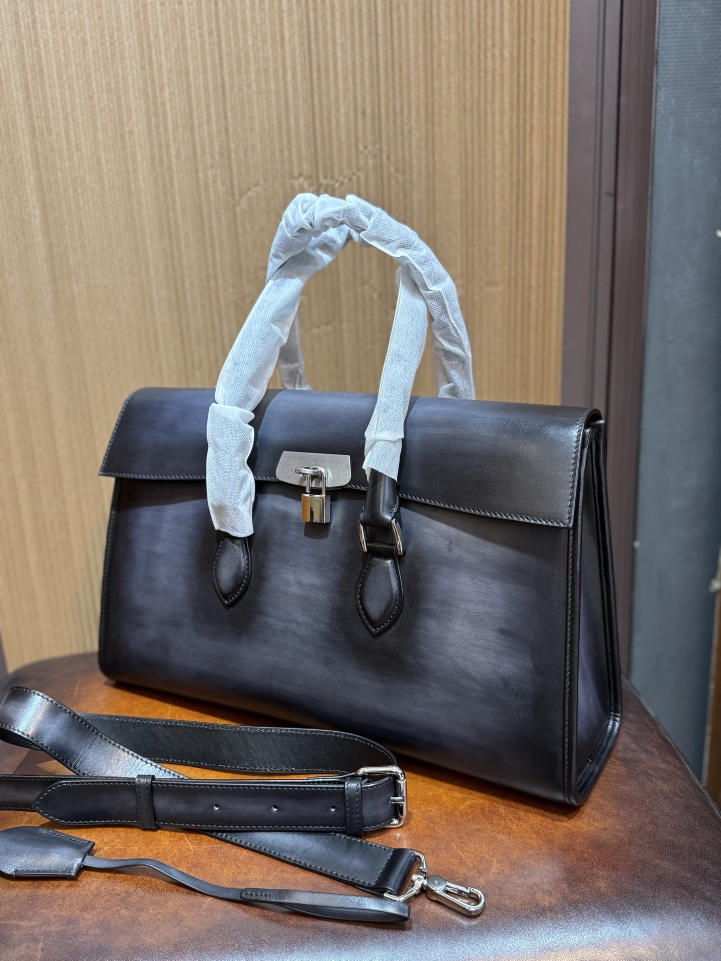 Berluti E'Mio Scritto leather briefcase in Cacao Intenso
