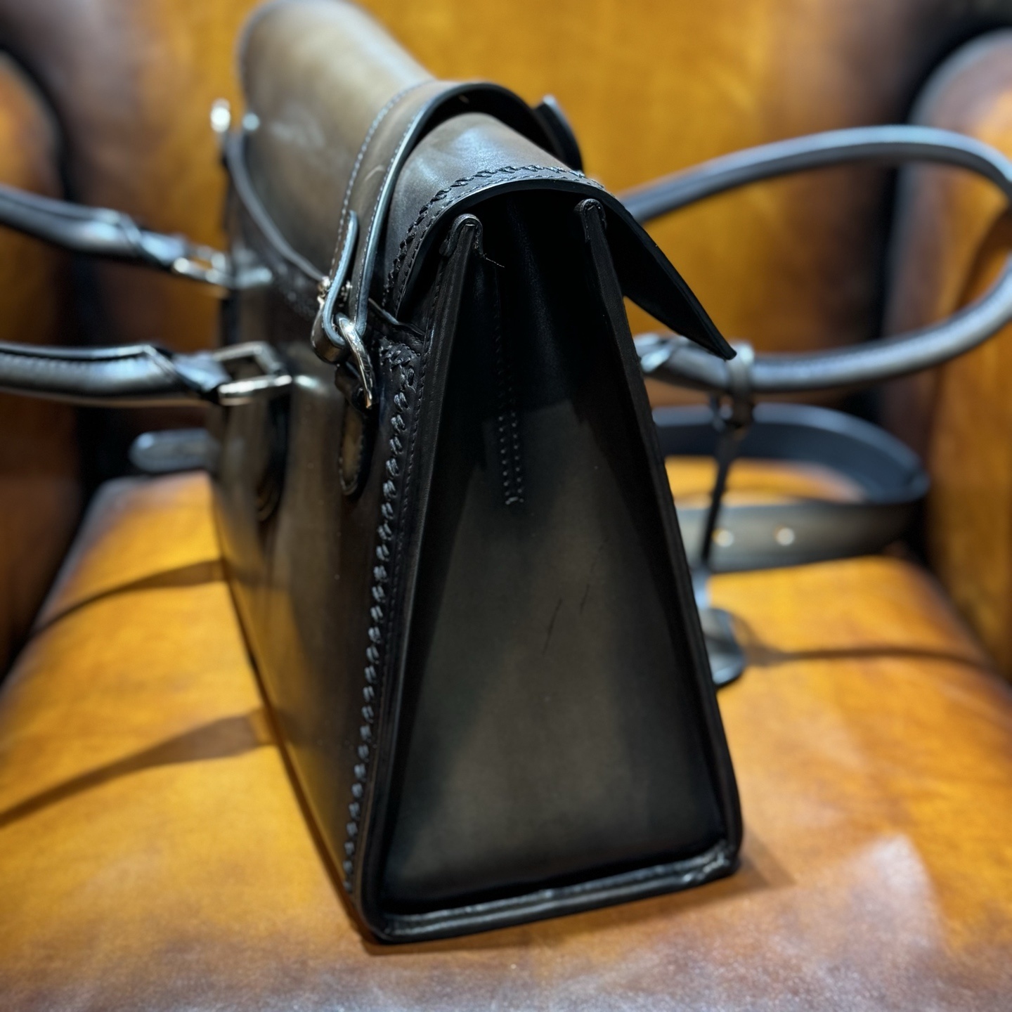 Berluti E'Mio Scritto leather briefcase in brown/cacao intenso