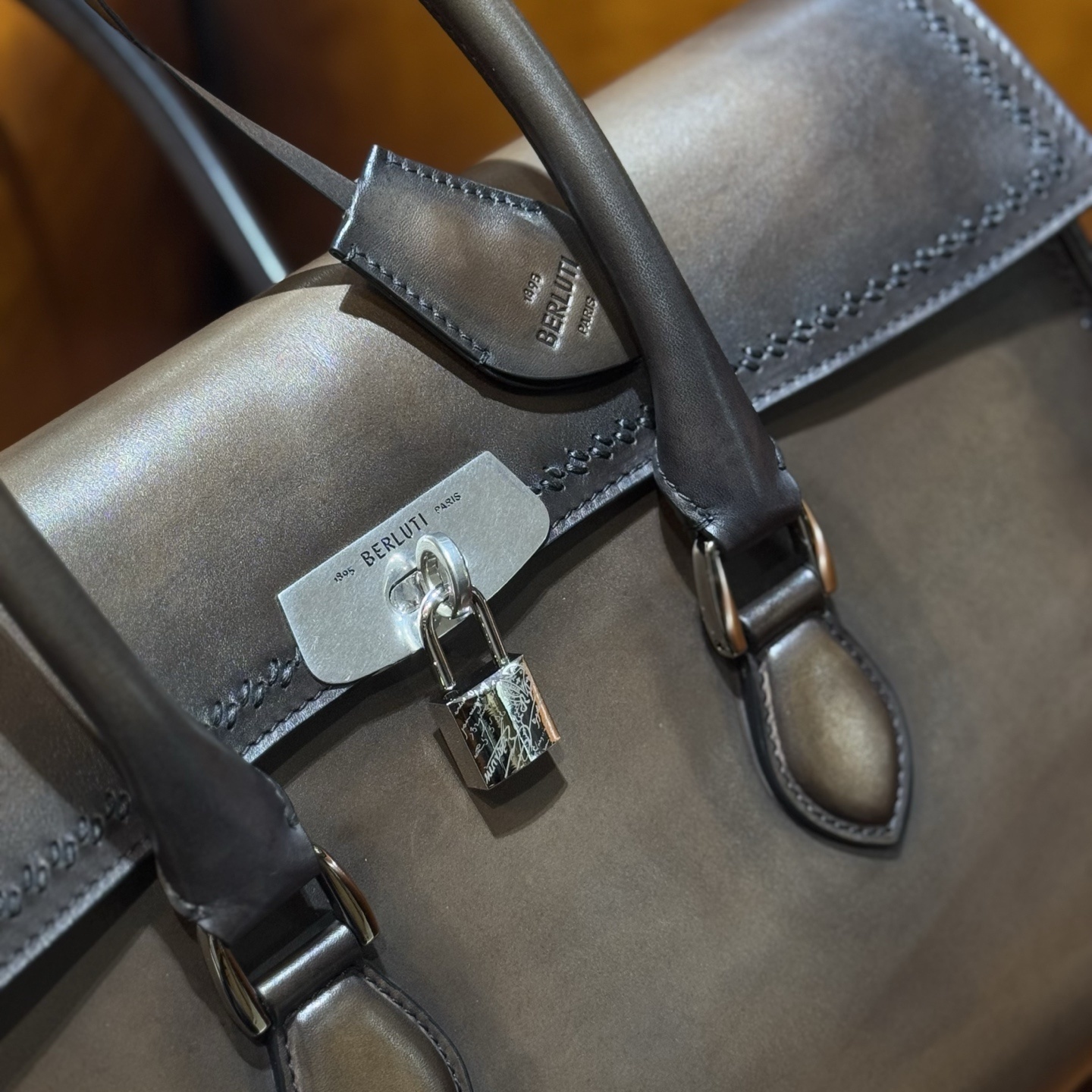 Berluti E'Mio Scritto leather briefcase in brown/cacao intenso