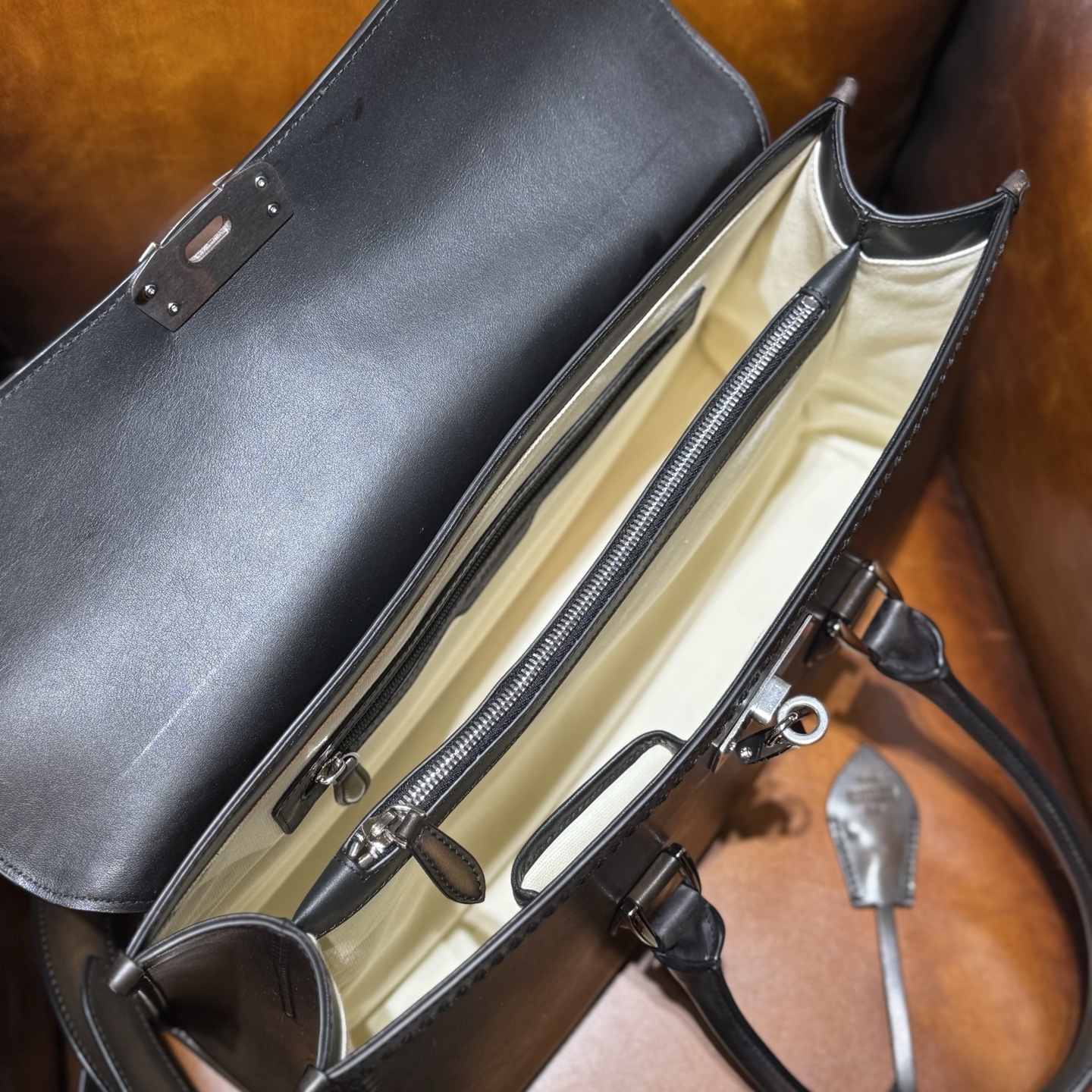 Berluti E'Mio Scritto leather briefcase in brown/cacao intenso