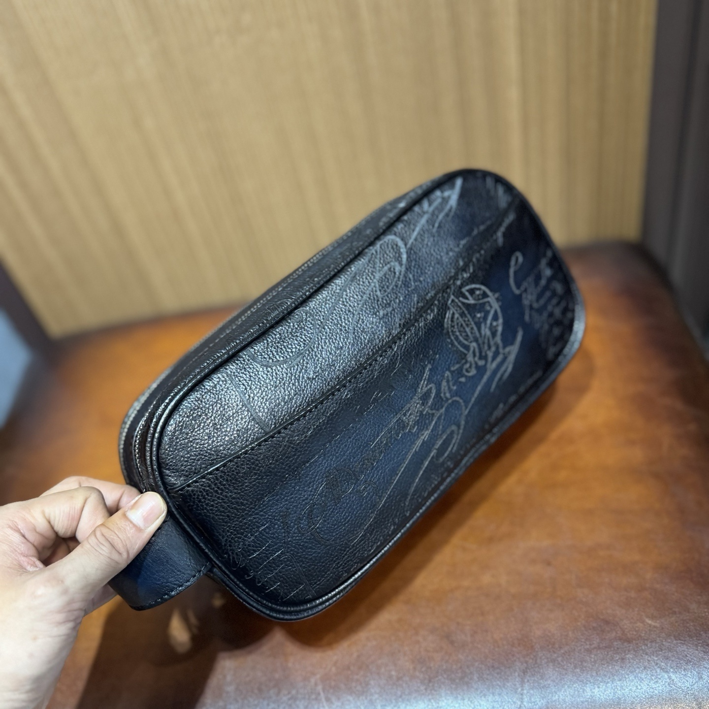 Berluti Formula 1003 Zipped Pouch in Scritto leather