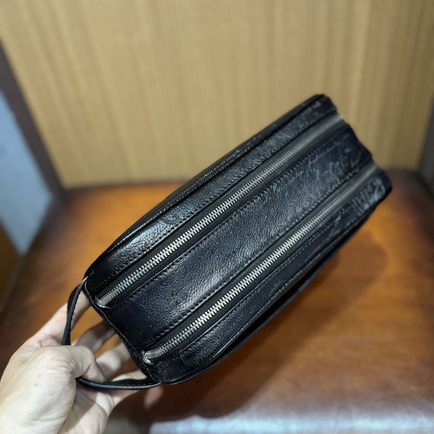 Berluti Formula 1003 Zipped Pouch in Scritto leather