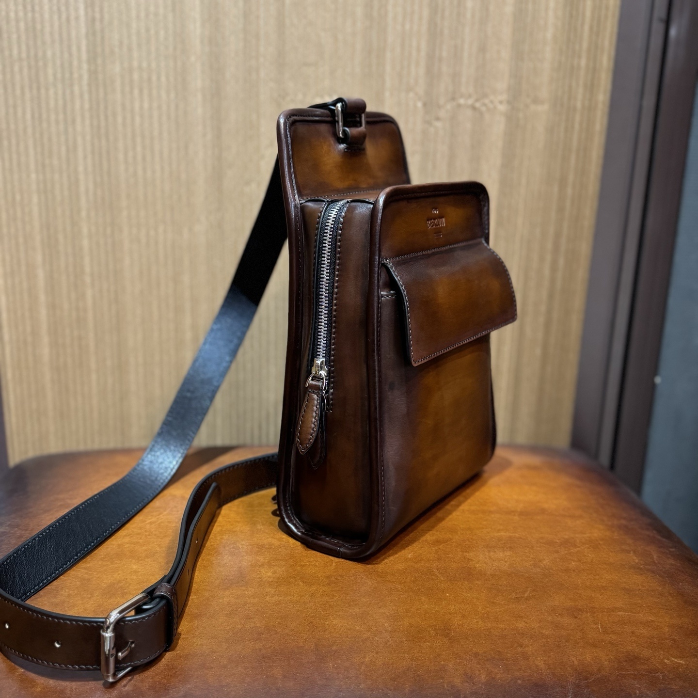 Berluti Périple sling bag in brown Venezia leather