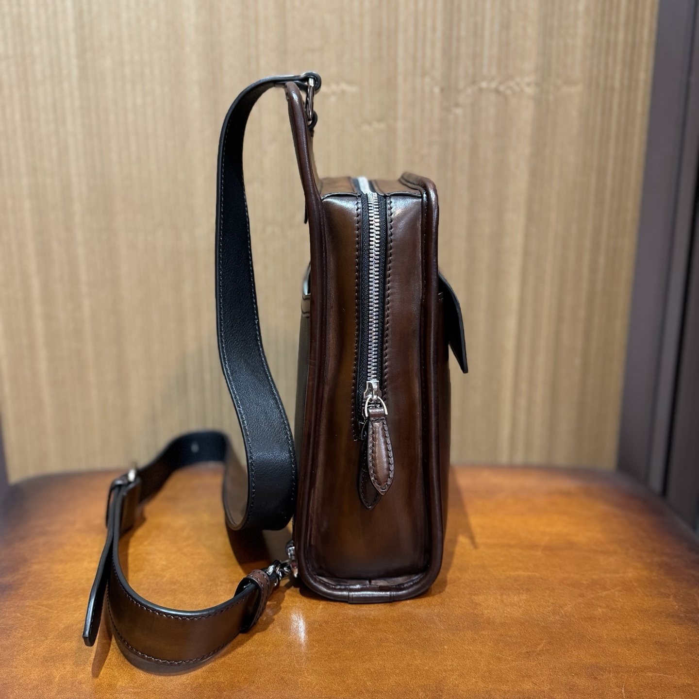 Berluti Périple sling bag in brown Venezia leather