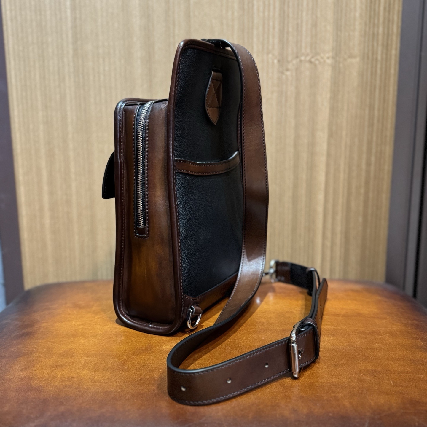 Berluti Périple sling bag in brown Venezia leather