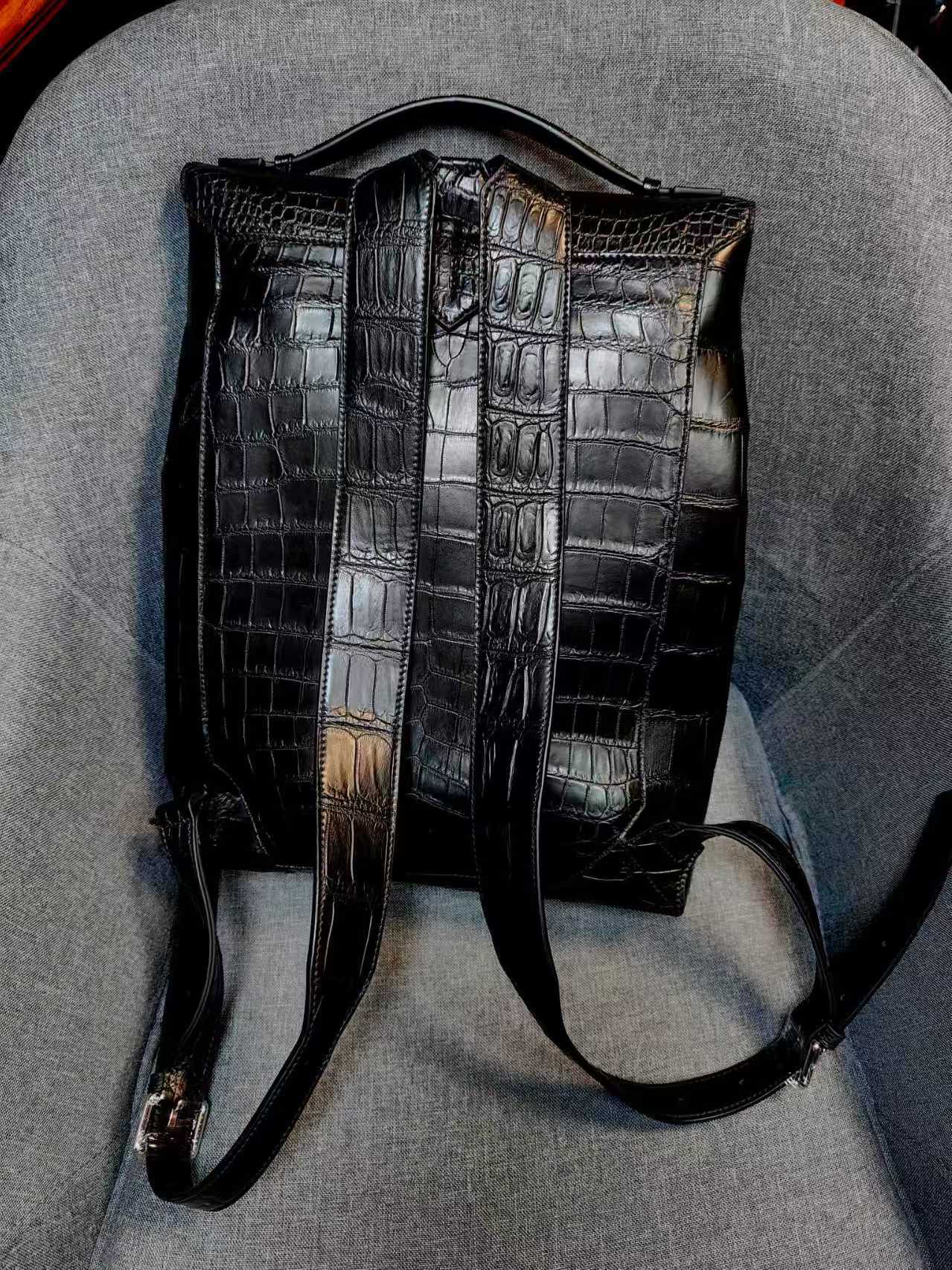 Saint Laurent Sac De Jour crocodile-embossed leather backpack in black