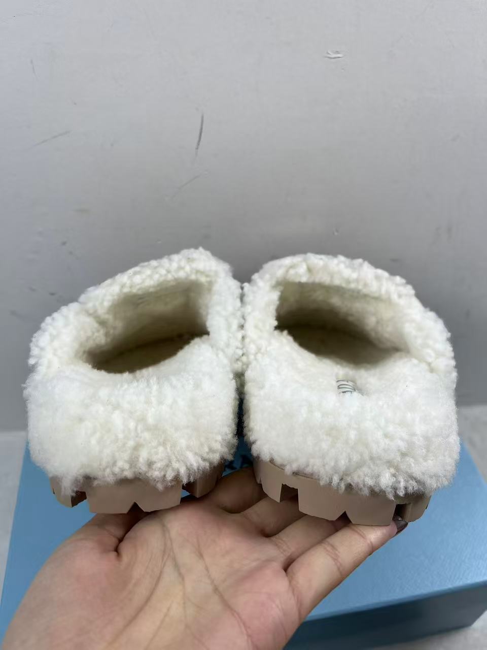 Prada Shearling Slippers in beige suede all colors