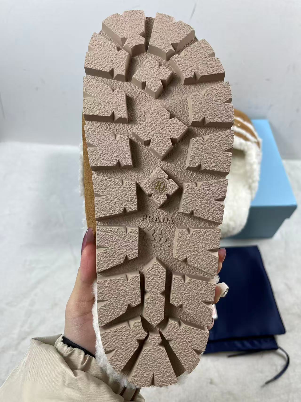 Prada Shearling Slippers in beige suede all colors