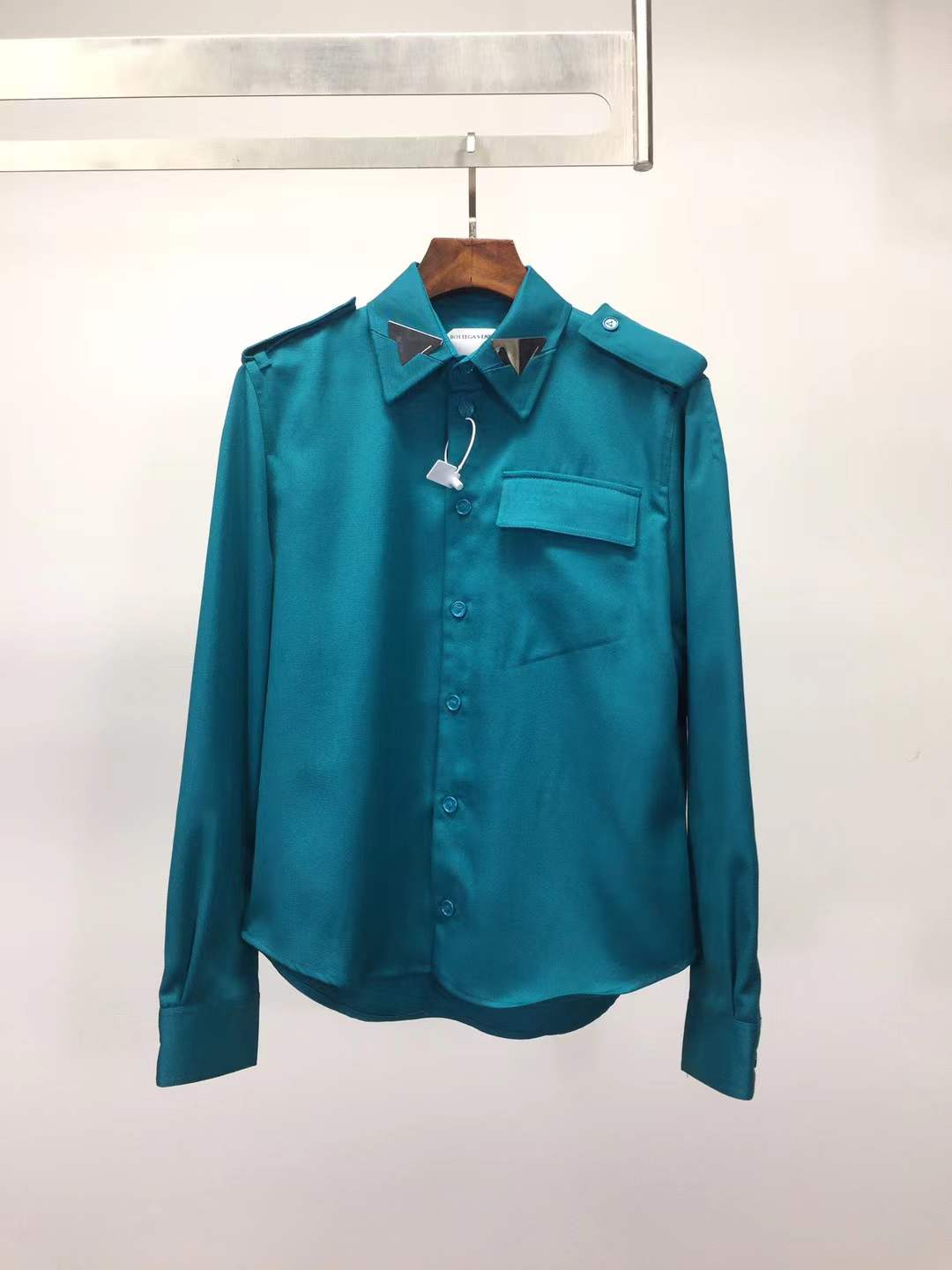 Bottega Veneta Grain de Poudre Wool Shirt in green