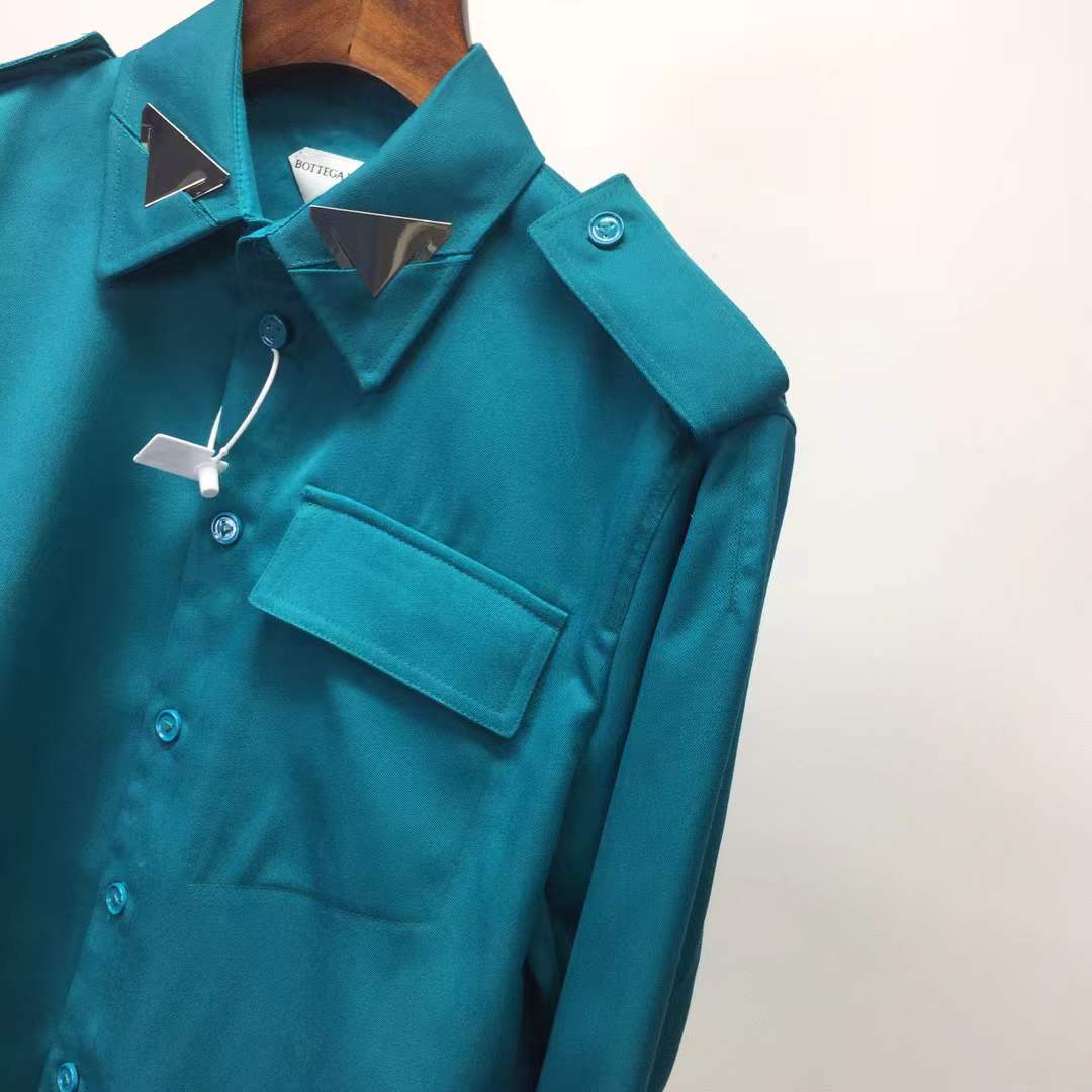 Bottega Veneta Grain de Poudre Wool Shirt in green