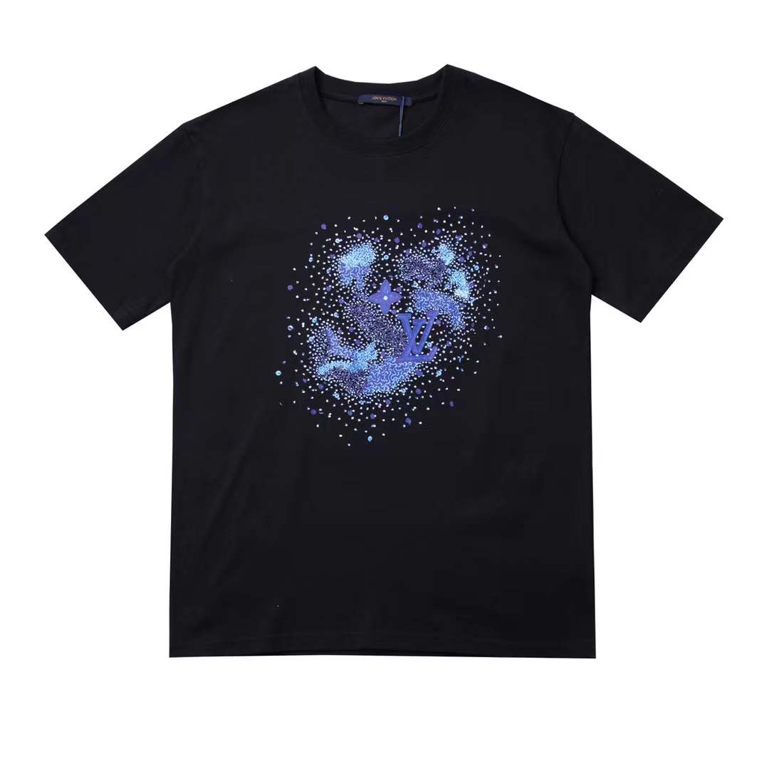 LV black Balmain Universe & Stars T-shirt