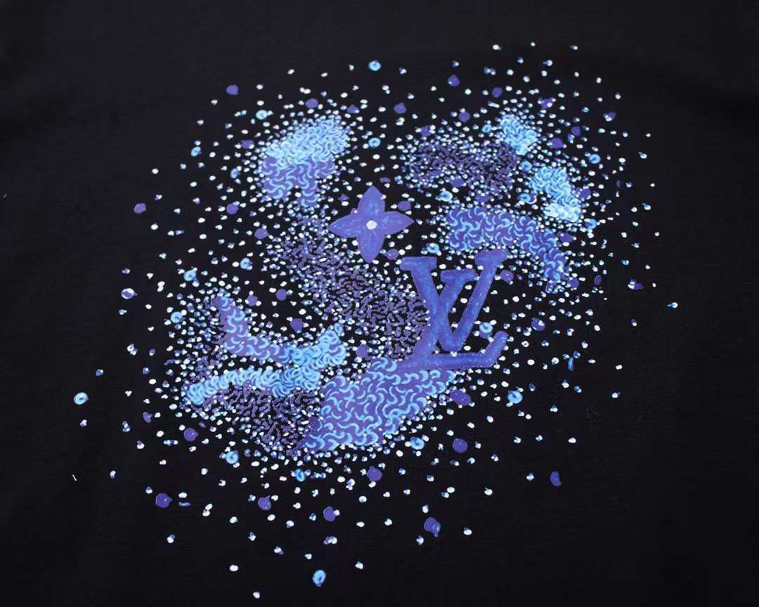 LV black Balmain Universe & Stars T-shirt