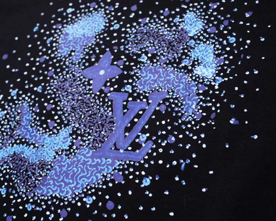 LV black Balmain Universe & Stars T-shirt