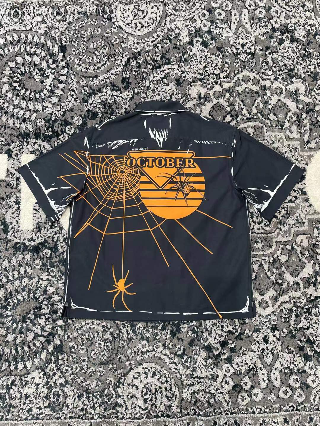 Prada Spiders and Webs graphic bowling shirt from their SS18 October Timecapsule collection