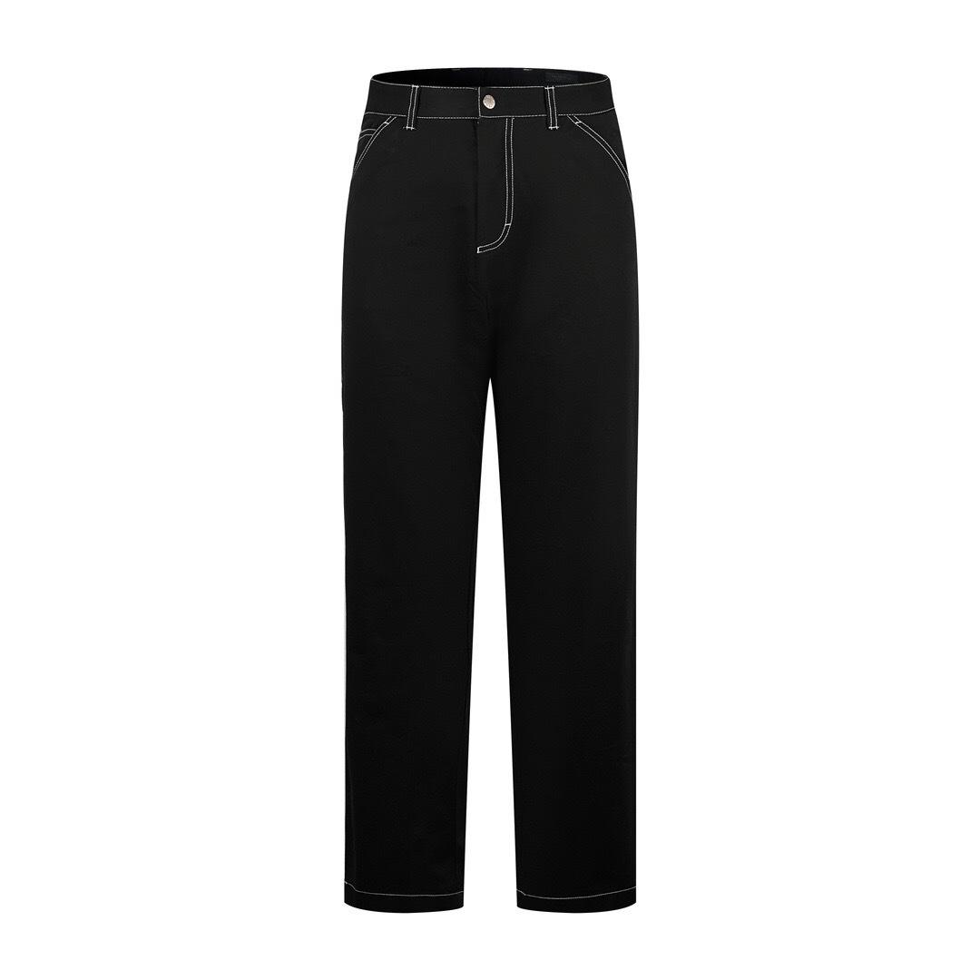 Prada black straight-leg cotton trousers