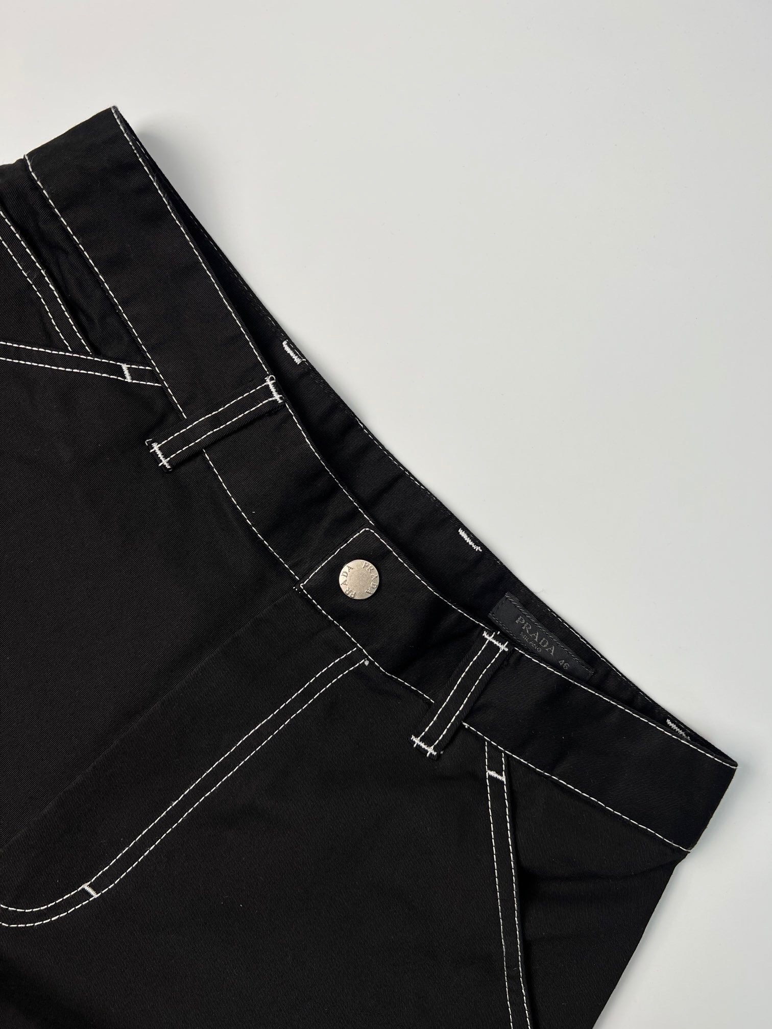 Prada black straight-leg cotton trousers