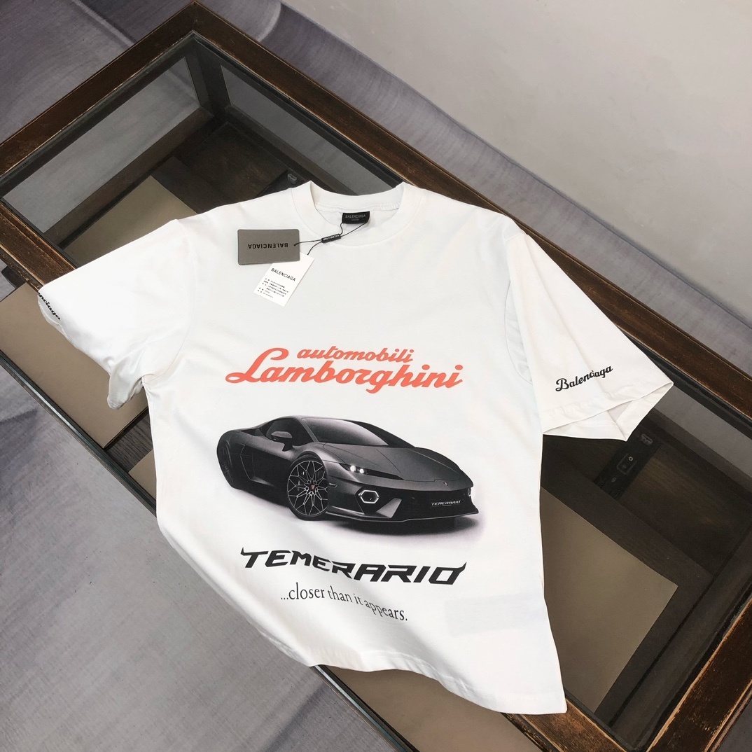 Balenciaga x Automobili Lamborghini graphic T-shirt in dirty white cotton jersey White