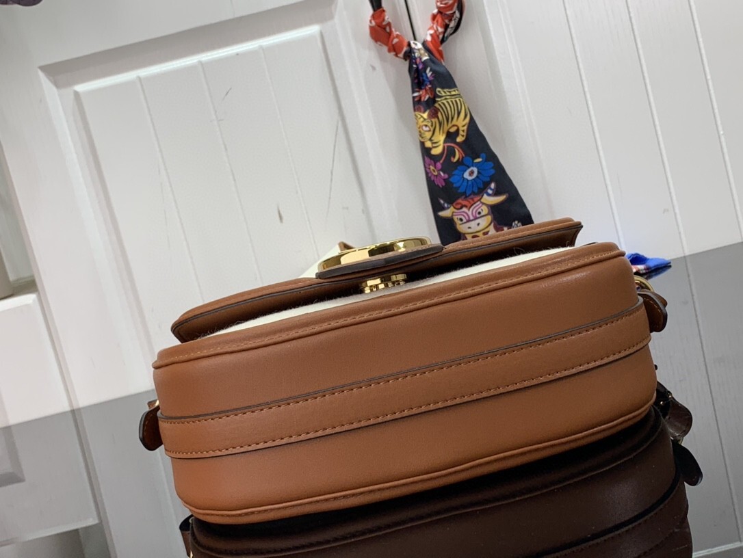 LV Pont 9 Soft MM bag in brown and tan canvas with leather trim