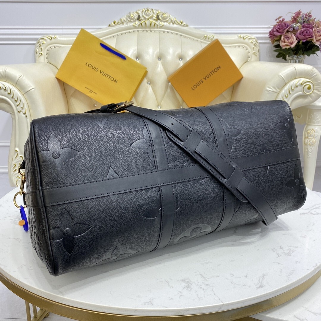 LV Keepall Bandoulière 45 duffle bag in black Monogram Empreinte leather