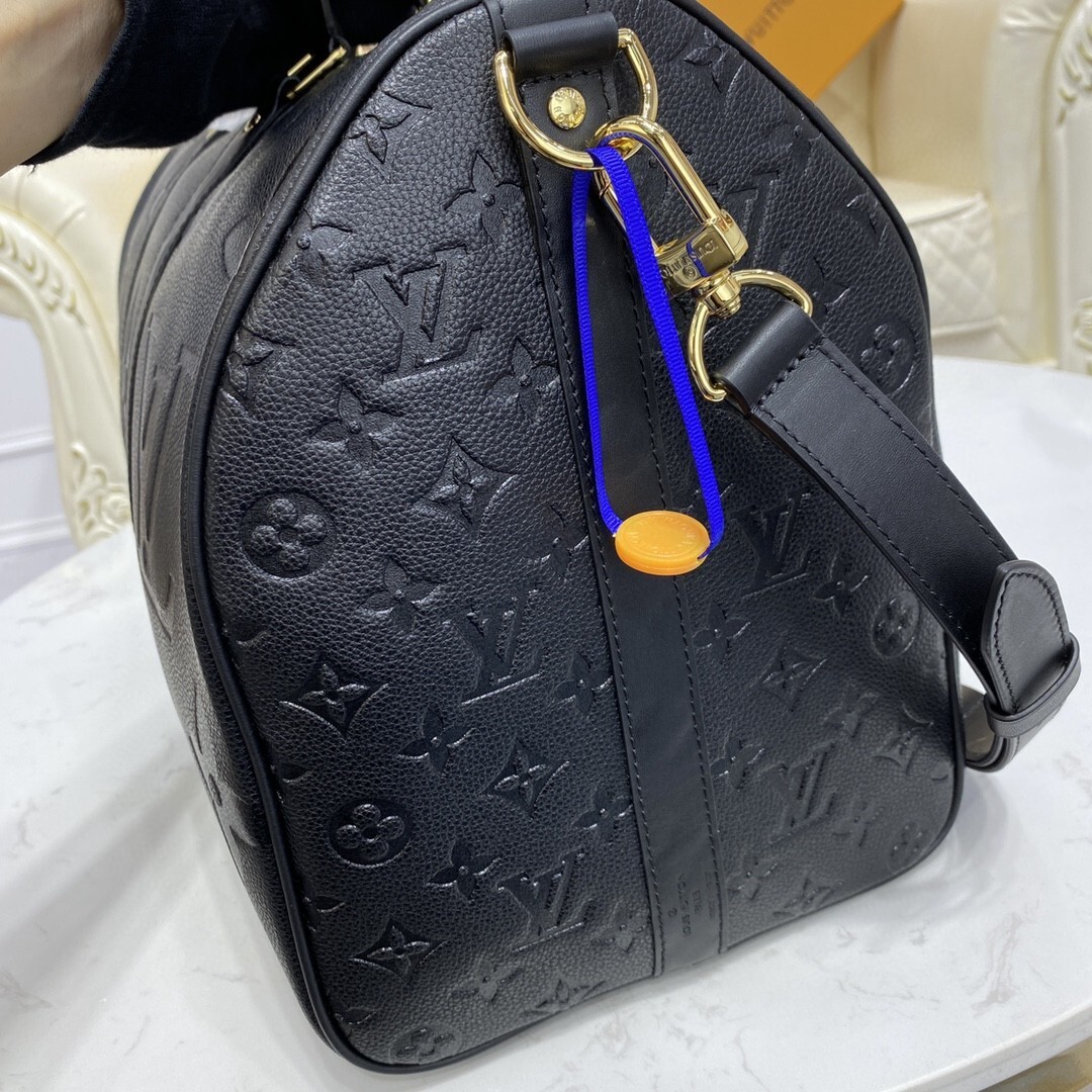 LV Keepall Bandoulière 45 duffle bag in black Monogram Empreinte leather
