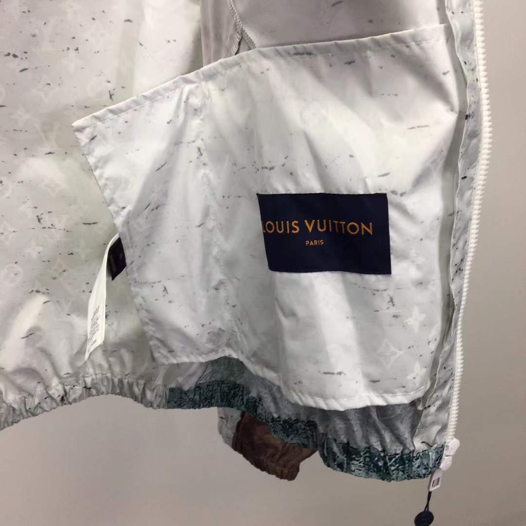 LV Monogram Marble Windbreaker in blue and brown.